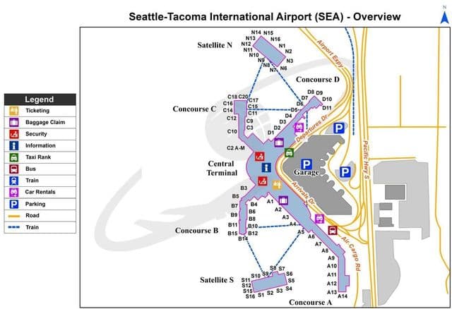 Plan des terminaux aéroport de Seattle