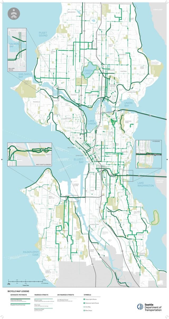 Plan des pistes cyclables de Seattle