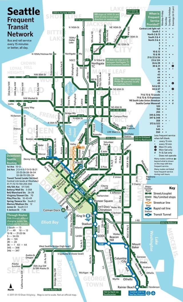 Plan des stations bus de Seattle