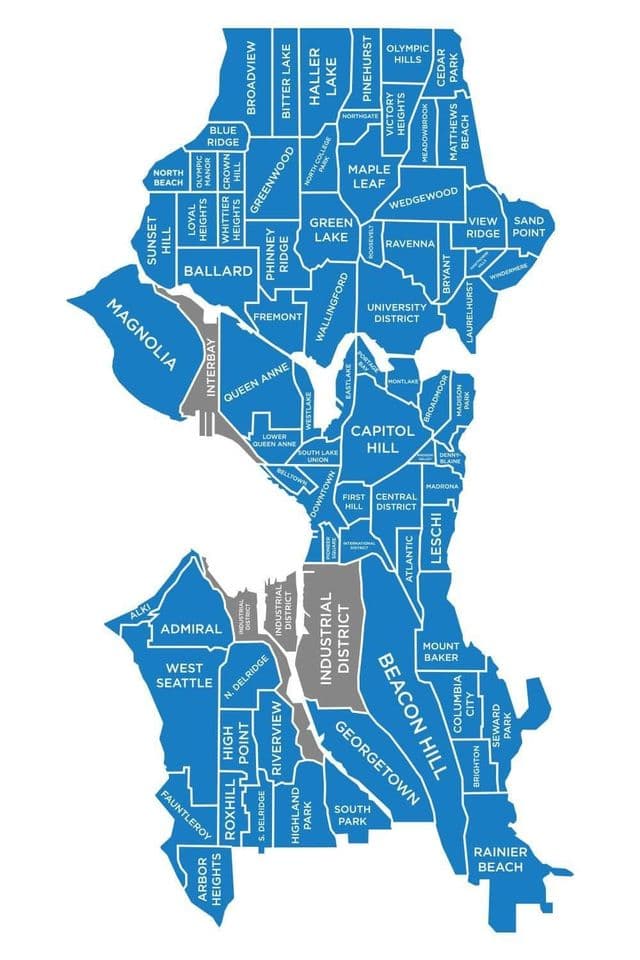 Plan des quartiers de Seattle