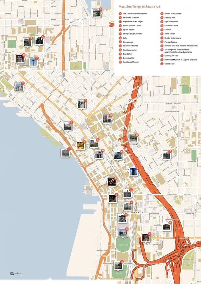 Plan des excursions à pied de Seattle