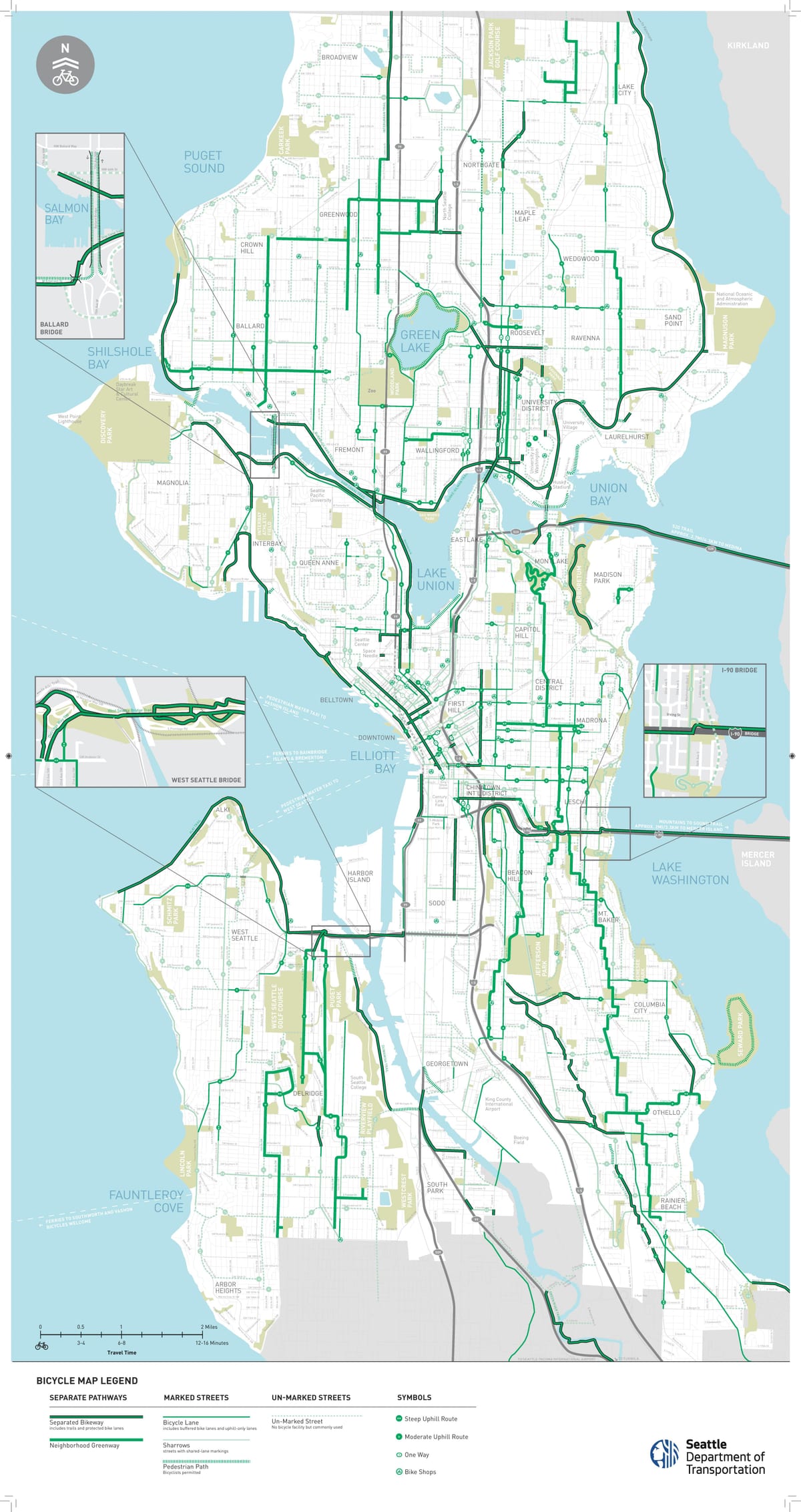 Plan des pistes cyclables de Seattle